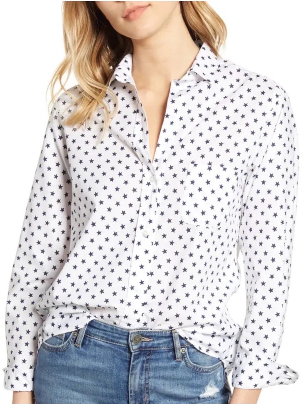 Grayson White Star-Print Button-Up Shirt